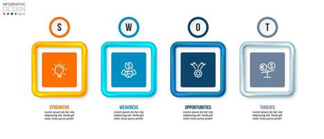 Business concept infographic template with swot analysis. vector