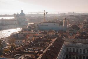 Aerial View of Venice, Italy Stunning Bird's-Eye Perspective of Canals and Unique Architecture in Summer photo