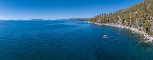 Beautiful aerial view of the Tahoe lake from above in California, USA. photo