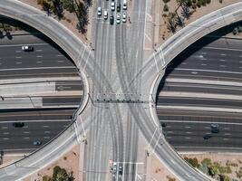 Aerial view of the highway and crossroads intersections in Phoenix, USA. photo