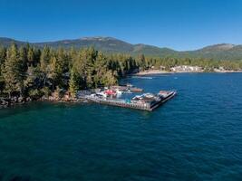 Beautiful aerial view of the Tahoe lake from above in California, USA. photo