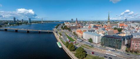 Beautiful aerial Riga view from above. photo