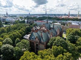 Beautiful aerial Riga view from above. photo