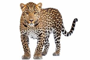 AI generated leopard isolated on plain background photo