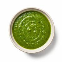 AI generated Palak soup closeup photo