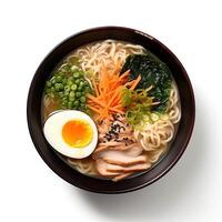 AI generated Ramen soup closeup photo