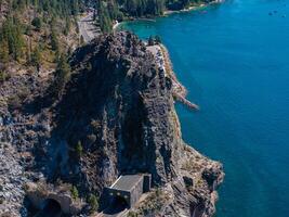 Beautiful aerial view of the Tahoe lake from above in California, USA. photo