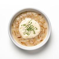 AI generated Onion soup closeup photo