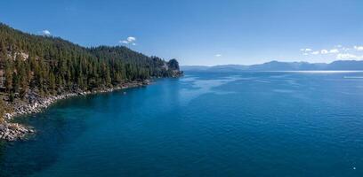 Beautiful aerial view of the Tahoe lake from above in California, USA. photo