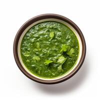 AI generated Palak soup closeup photo