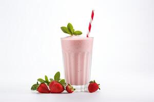 AI generated strawberry milkshake close up photo