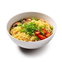 AI generated Noodle soup closeup photo