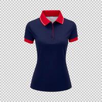 AI generated female realistic blue and red polo shirt mockup isolated background photo