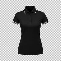 AI generated female black polo shirt mockup isolated background photo