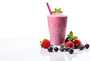 AI generated berry milkshake close up photo
