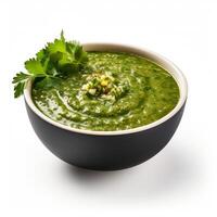 AI generated Palak soup closeup photo