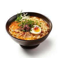 ai generado ramen sopa de cerca foto