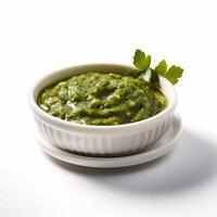 AI generated Palak soup closeup photo