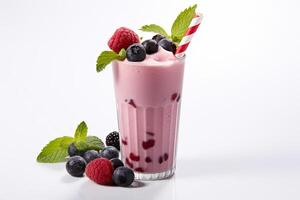 AI generated berry milkshake close up photo