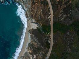 Bixby bridge aerial view in California, USA. Beautiful bridge photo