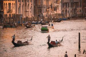 Tranquil Gondolas on Grand Canal in Venice, Italy - Serene Waterway Scene photo