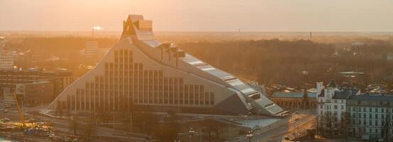 View of the Latvian National library in Riga. photo