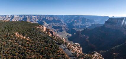 Grand Canyon aerial scene. Panorama in beautiful nature landscape scenery in Grand Canyon National Park. photo