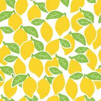 Seamless pattern with lemons on the white background vector