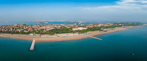 Aerial view of the Lido de Venezia island in Venice, Italy. photo