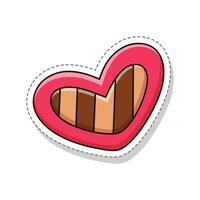 Chocolate heart box valentine theme sticker illustration vector