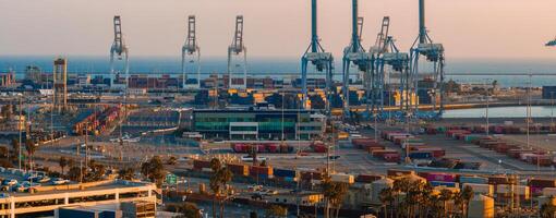 Thousands of shipping containers in the port of Long Beach near Los Angeles California. photo