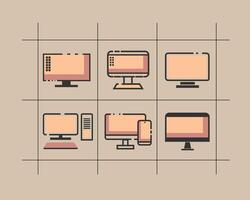 monitor and computer icon asset graphic vector