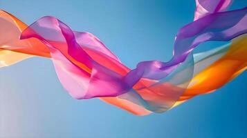 AI generated a multicolored scarf flying in the air photo