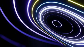 Abstract neon circle. Blue and purple neon circles hi-tech motion background seamless loop video