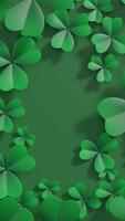 st. Patricks Tag Hintergrund mit Grün Kleeblatt Blätter Rahmen Animation video