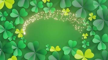 St. patricks day background with green clover leaves frame animation video