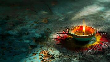 AI generated a lit candle sitting on top of a table photo