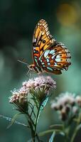 AI generated a butterfly sitting on top of a flower photo
