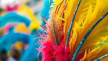 AI generated a close up of a colorful feather headdress photo