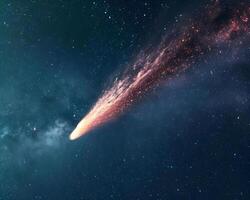 ai generado un del artista impresión de un cometa en espacio foto