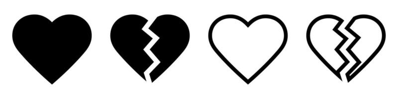 Heart broken icon symbol set vector