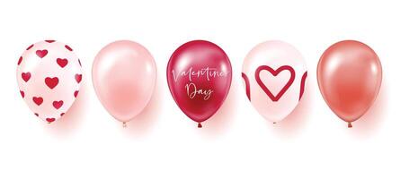 Set of balloons with Valentine's Day print. vector