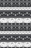 Thai elephant pattern Rolled flower lines for weaving and fabric printing, white lines on black background. vector