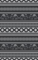 Thai elephant pattern Rolled flower lines for weaving and fabric printing, white lines on black background. vector