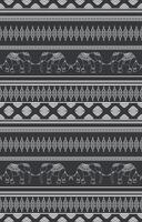 Thai elephant pattern Rolled flower lines for weaving and fabric printing, white lines on black background. vector