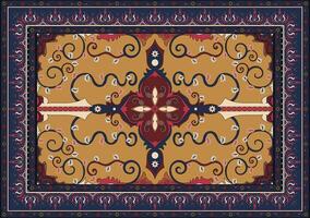 The Persian carpet is blue and has a window of color for easy color changes. vector