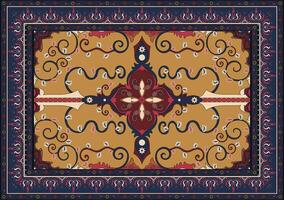 The Persian carpet is blue and has a window of color for easy color changes. vector