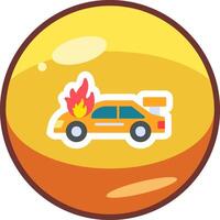 Accident Car In Fire Vector Icon