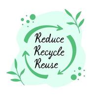 reduce, recycle, reuse, eco friendly, ecology concept. Illustration for printing, backgrounds and packaging. Image can be used for cards, posters and stickers. Isolated on white background. vector