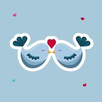 Cute couple of birds in love with a heart vector